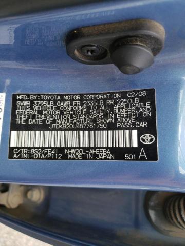 Photo 10 from auction – 2008 TOYOTA PRIUS with VIN JTDKB20U487761750