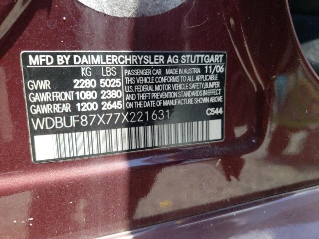 Photo 10 from auction – 2007 MERCEDES-BENZ E 350 4MAT with VIN WDBUF87X77X221631