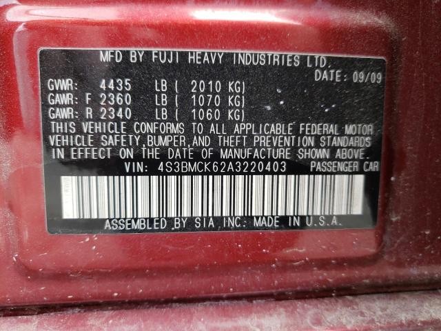 Photo 10 from auction – 2010 SUBARU LEGACY 2.5 with VIN 4S3BMCK62A3220403