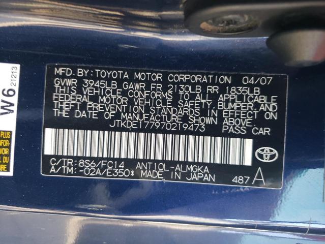 Photo 10 from auction – 2007 TOYOTA SCION with VIN JTKDE177970219473