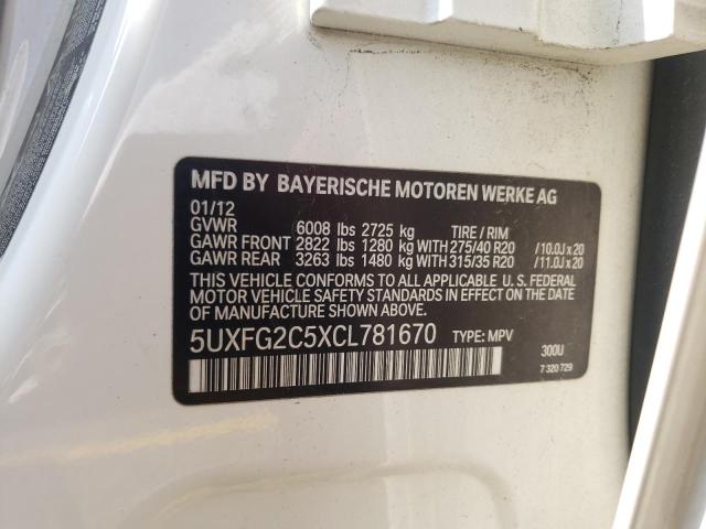 Photo 10 from auction – 2012 BMW X6 XDRIVE3 with VIN 5UXFG2C5XCL781670