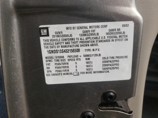 Photo 10 from auction – 2003 CHEVROLET TRAILBLAZE with VIN 1GNDS13S432156508