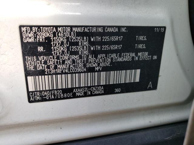 Photo 10 from auction – 2020 TOYOTA RAV4 LE with VIN 2T3H1RFV4LC039604