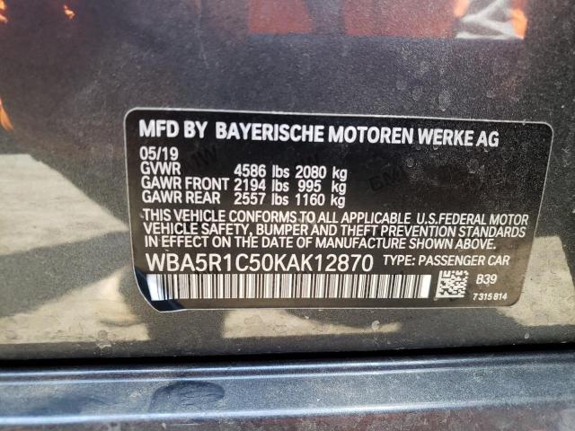 Photo 10 from auction – 2019 BMW 330I with VIN WBA5R1C50KAK12870