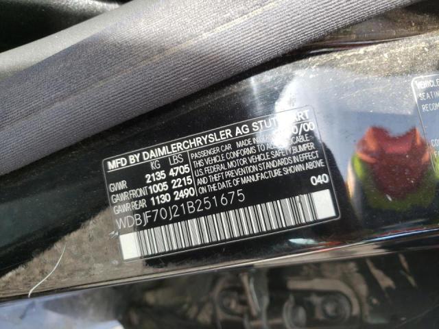 Photo 10 from auction – 2001 MERCEDES-BENZ E 430 with VIN WDBJF70J21B251675
