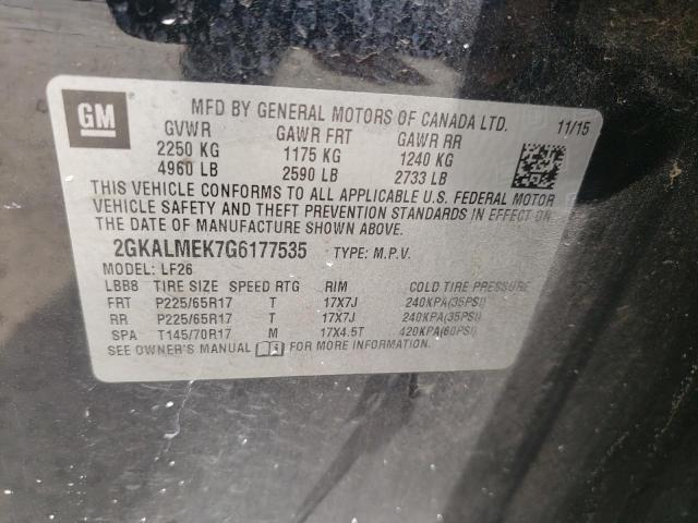 Photo 10 from auction – 2016 GMC TERRAIN SL with VIN 2GKALMEK7G6177535