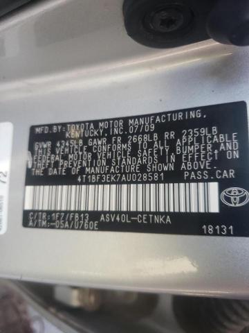 Photo 10 from auction – 2010 TOYOTA CAMRY BASE with VIN 4T1BF3EK7AU028581