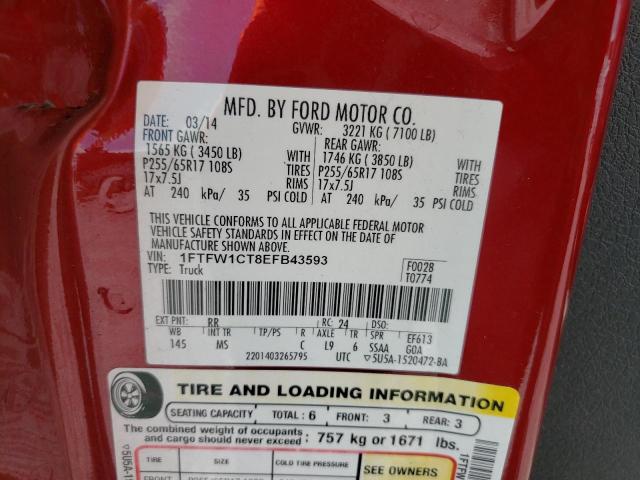 Photo 10 from auction – 2014 FORD F150 SUPER with VIN 1FTFW1CT8EFB43593