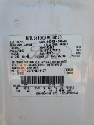 Photo 10 from auction – 2005 FORD F150 with VIN 1FTRF12275NB44407