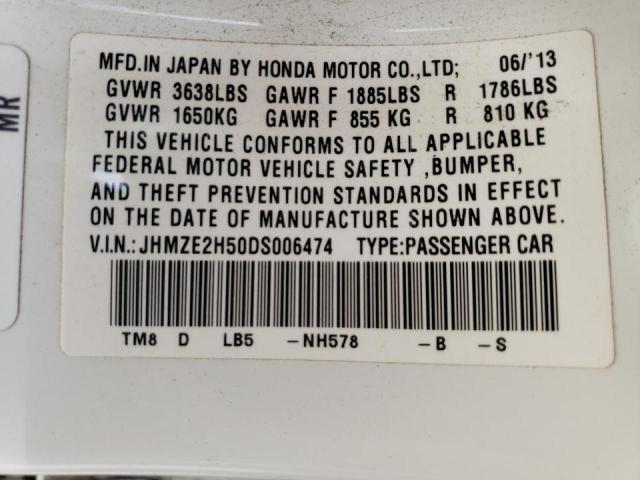 Photo 10 from auction – 2013 HONDA INSIGHT LX with VIN JHMZE2H50DS006474