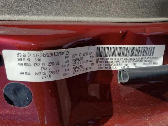 Photo 10 from auction – 2007 JEEP GRAND CHER with VIN 1J8GR48K57C631510