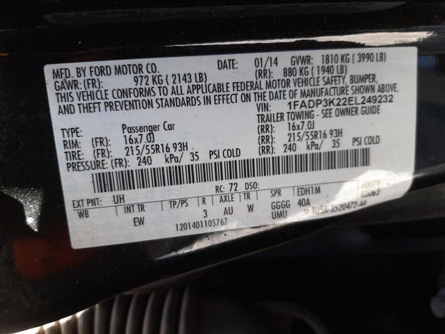 Photo 10 from auction – 2014 FORD FOCUS SE with VIN 1FADP3K22EL249232