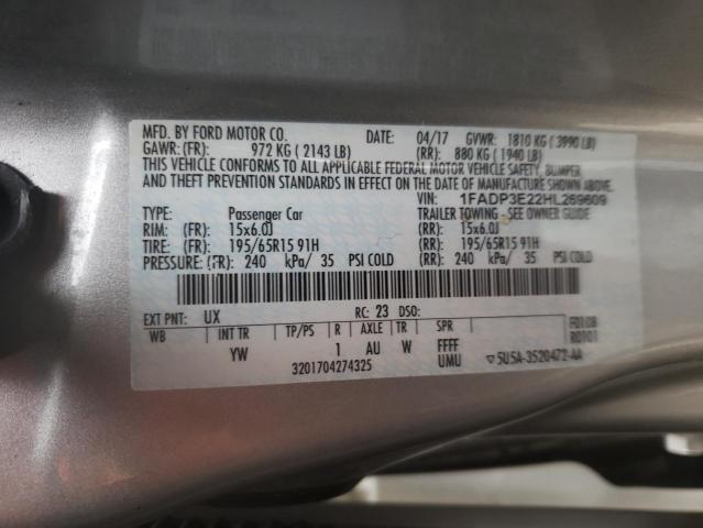 Photo 10 from auction – 2017 FORD FOCUS S with VIN 1FADP3E22HL269609
