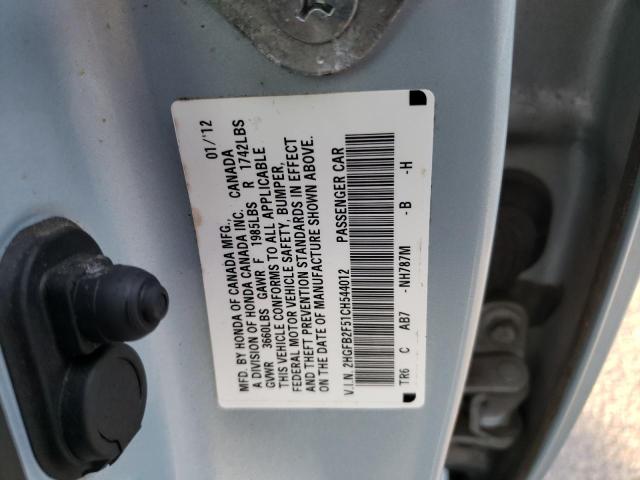 Photo 10 from auction – 2012 HONDA CIVIC SEDN with VIN 2HGFB2F51CH544012