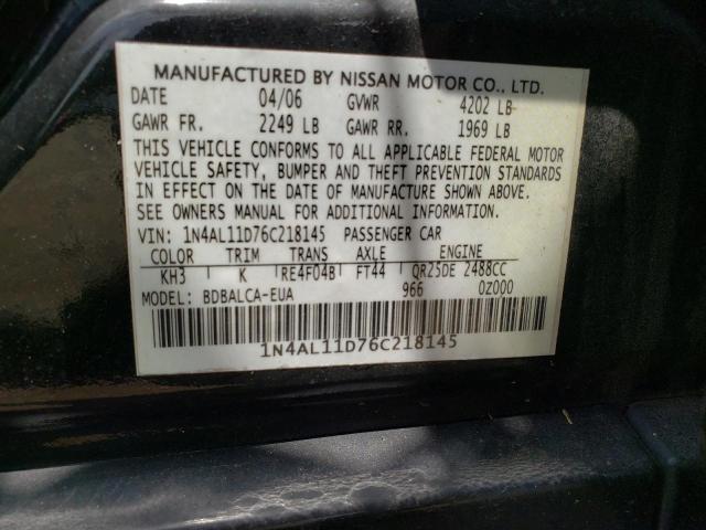 Photo 10 from auction – 2006 NISSAN ALTIMA S with VIN 1N4AL11D76C218145