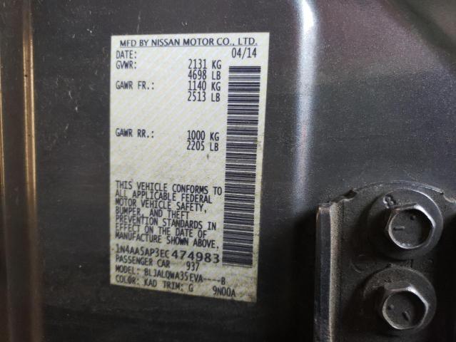 Photo 10 from auction – 2014 NISSAN MAXIMA S with VIN 1N4AA5AP3EC474983