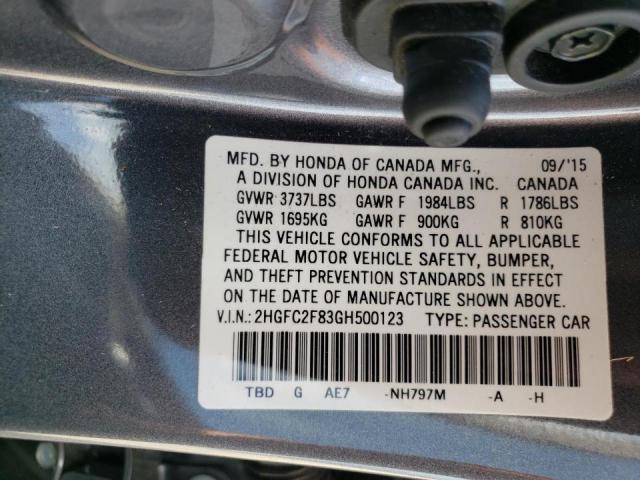 Photo 10 from auction – 2016 HONDA CIVIC EX with VIN 2HGFC2F83GH500123