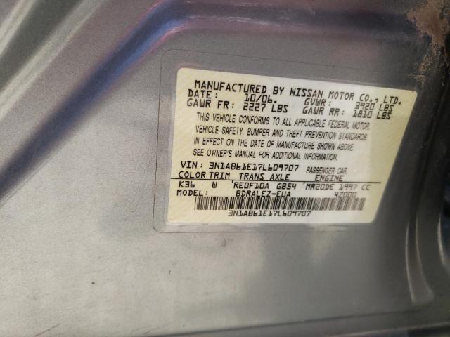 Photo 10 from auction – 2007 NISSAN SENTRA 2.0 with VIN 3N1AB61E17L609707