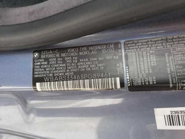 Photo 10 from auction – 2003 BMW 325 CI with VIN WBABS33463PG89461