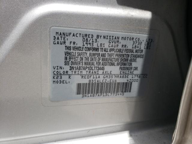 Photo 10 from auction – 2013 NISSAN SENTRA S with VIN 3N1AB7AP1DL773445