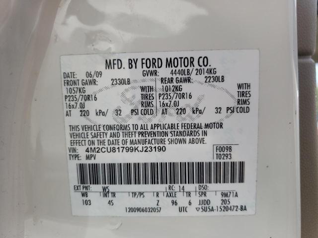 Photo 10 from auction – 2009 MERCURY MARINER with VIN 4M2CU81799KJ23190