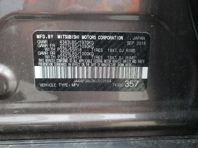 Photo 10 from auction – 2019 MITSUBISHI OUTLANDER with VIN JA4AP3AU3KU003564