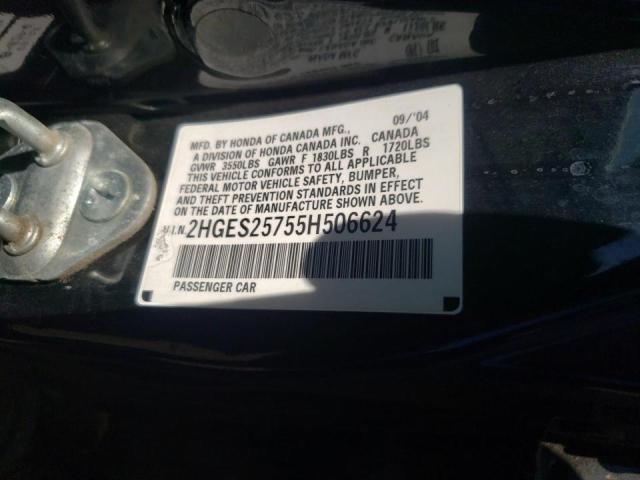 Photo 10 from auction – 2005 HONDA CIVIC EX with VIN 2HGES25755H506624
