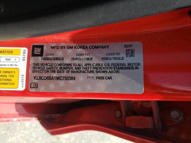 Photo 10 from auction – 2021 CHEVROLET SPARK 1LT with VIN KL8CD6SA1MC750384