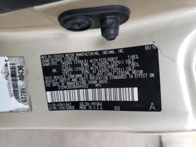 Photo 10 from auction – 2011 TOYOTA SIENNA XLE with VIN 5TDYK3DCXBS044252