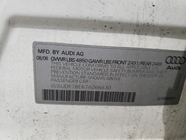 Photo 10 from auction – 2007 AUDI A4 2.0T QU with VIN WAUDF78E67A066630