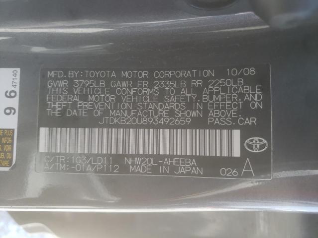 Photo 10 from auction – 2009 TOYOTA PRIUS with VIN JTDKB20U893492659