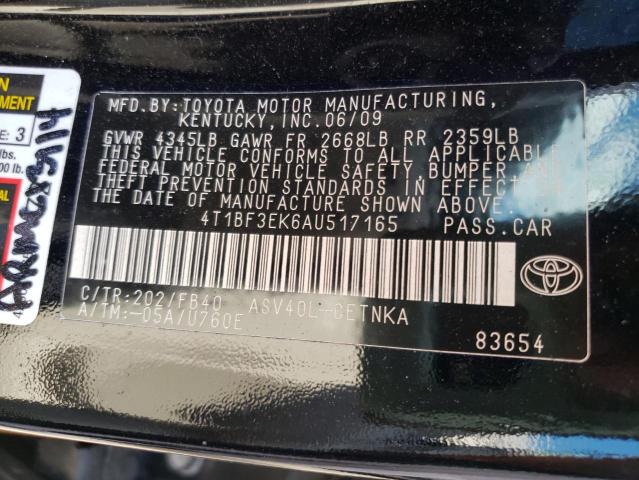 Photo 10 from auction – 2010 TOYOTA CAMRY BASE with VIN 4T1BF3EK6AU517165