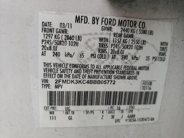 Photo 10 from auction – 2011 FORD EDGE LIMIT with VIN 2FMDK3KC4BBB05772