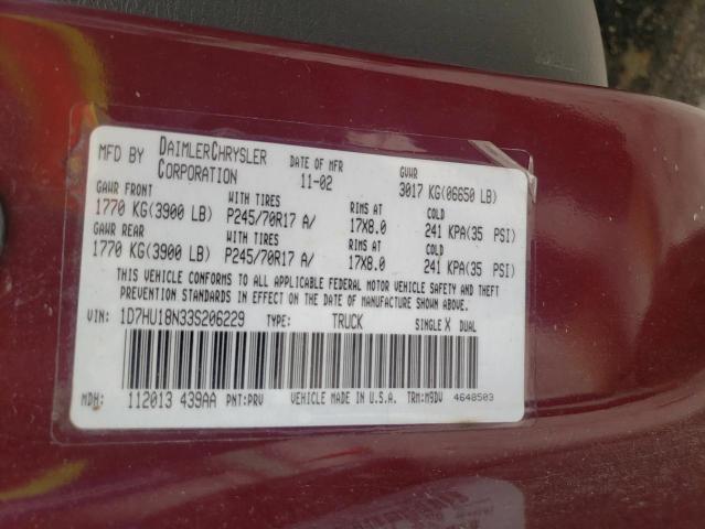 Photo 10 from auction – 2003 DODGE RAM 1500 S with VIN 1D7HU18N33S206229