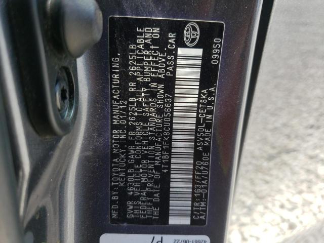 Photo 10 from auction – 2012 TOYOTA CAMRY BASE with VIN 4T1BF1FK8CU056637