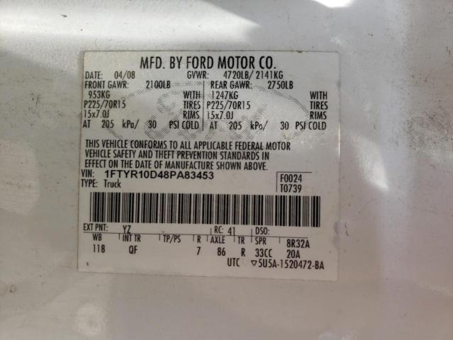 Photo 10 from auction – 2008 FORD RANGER with VIN 1FTYR10D48PA83453