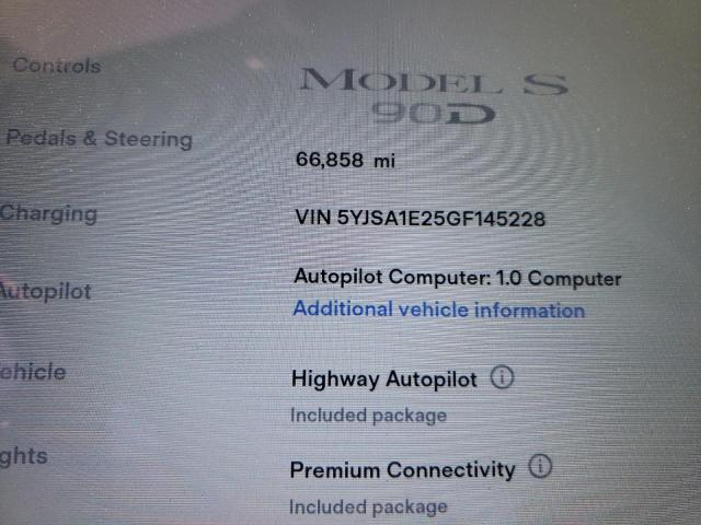 Photo 8 from auction – 2016 TESLA MODEL S with VIN 5YJSA1E25GF145228