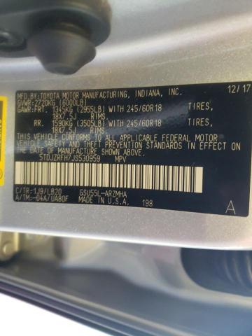 Photo 10 from auction – 2018 TOYOTA HIGHLANDER with VIN 5TDJZRFH7JS530959