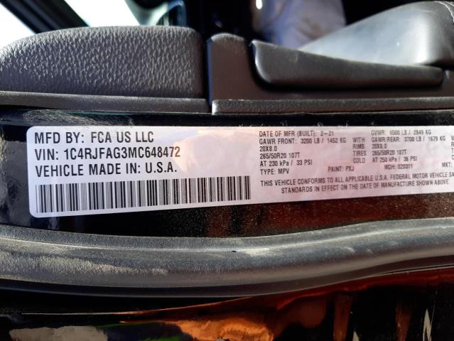 Photo 10 from auction – 2021 JEEP GRAND CHER with VIN 1C4RJFAG3MC648472