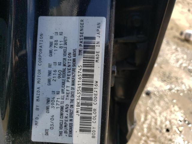 Photo 10 from auction – 2004 MAZDA 3 HATCHBAC with VIN JM1BK343541165745