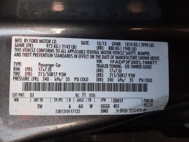 Photo 10 from auction – 2014 FORD FOCUS SE with VIN 1FADP3F28EL198877