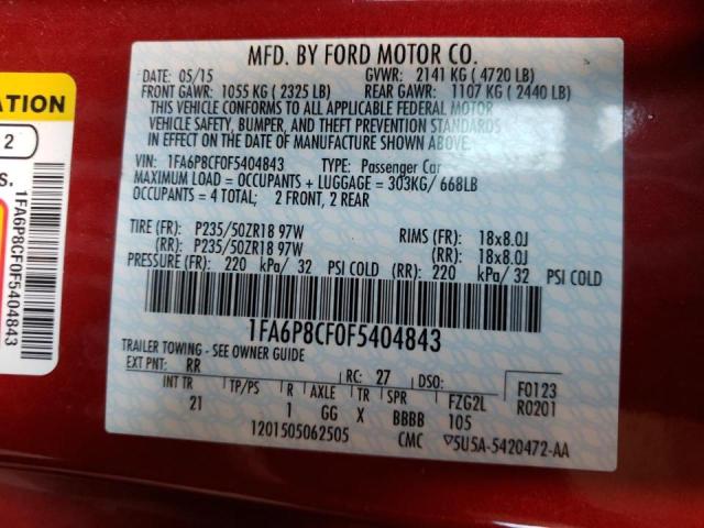Photo 10 from auction – 2015 FORD MUSTANG GT with VIN 1FA6P8CF0F5404843