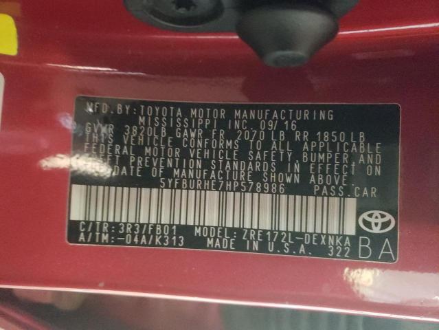 Photo 10 from auction – 2017 TOYOTA COROLLA L with VIN 5YFBURHE7HP578986