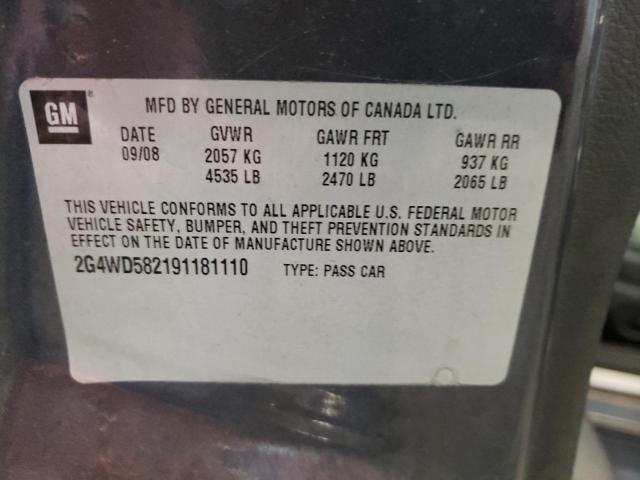 Photo 10 from auction – 2009 BUICK LACROSSE C with VIN 2G4WD582191181110