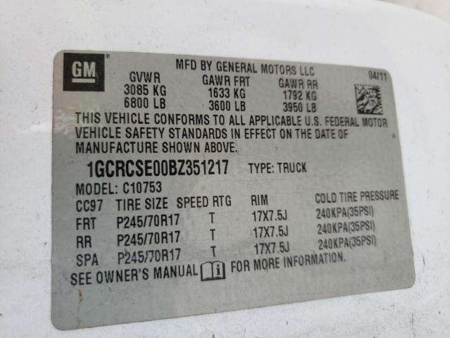 Photo 10 from auction – 2011 CHEVROLET SILVERADO with VIN 1GCRCSE00BZ351217