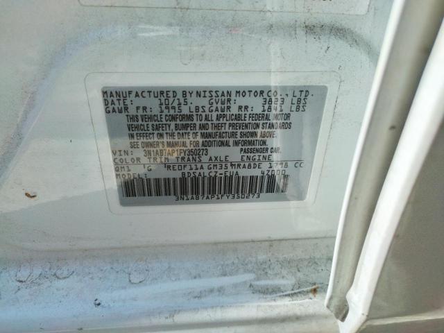 Photo 10 from auction – 2015 NISSAN SENTRA S with VIN 3N1AB7AP1FY350273