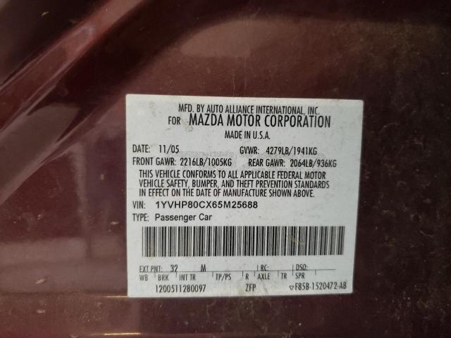 Photo 10 from auction – 2006 MAZDA 6 I with VIN 1YVHP80CX65M25688