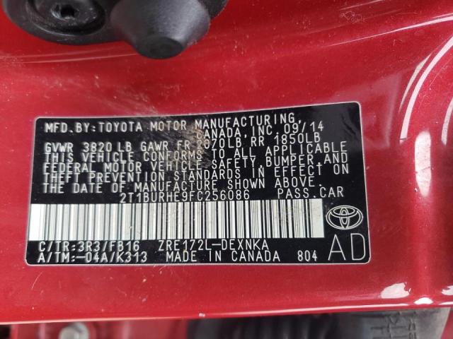Photo 10 from auction – 2015 TOYOTA COROLLA L with VIN 2T1BURHE9FC256086