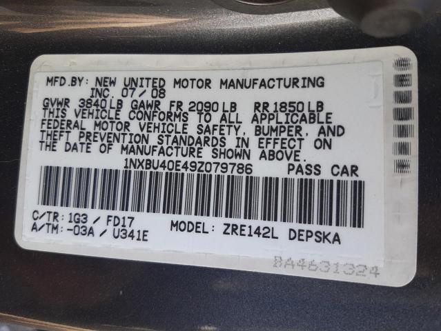 Photo 10 from auction – 2009 TOYOTA COROLLA BA with VIN 1NXBU40E49Z079786