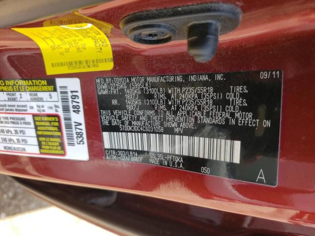 Photo 10 from auction – 2012 TOYOTA SIENNA XLE with VIN 5TDDK3DC4CS031058